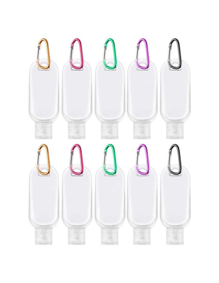10 Botellas de Viaje JINEN 50ml a Prueba de Fugas con Llavero 10 Botellas de Viaje JINEN 50ml a Prueba de Fugas con Llavero