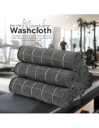 Juego de 8 Paños de Lavado Utopia Towels Microfibra 30x30cm Negro