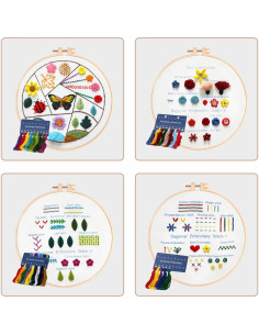 Kit de Bordado para Principiantes Angdarun 4 Piezas con Instrucciones 2