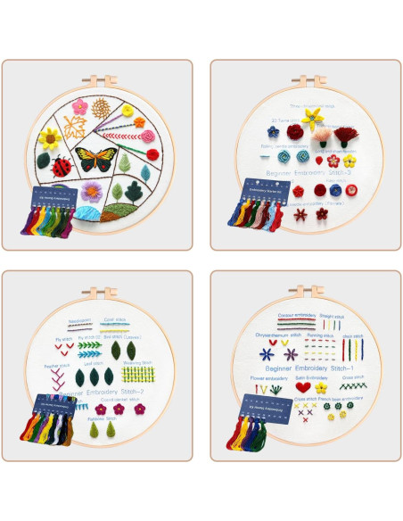 Kit de Bordado para Principiantes Angdarun 4 Piezas con Instrucciones Kit de Bordado para Principiantes Angdarun 4 Piezas con Instrucciones