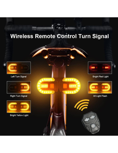 Luz Trasera Inalámbrica JINKEY con Señales de Giro LED USB Luz Trasera Inalámbrica JINKEY con Señales de Giro LED USB