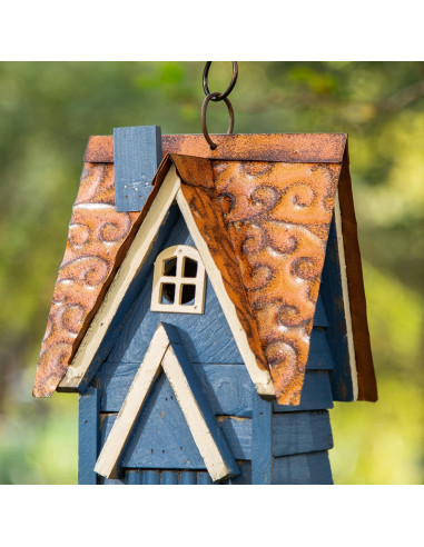 Casa de Pájaros de Madera Glitzhome GH90096 Azul 16.5x14x30.5cm