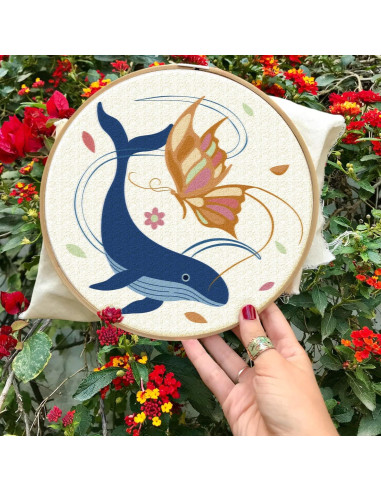 Kit de Bordado INFUNLY para Principiantes - Mariposa y Ballena