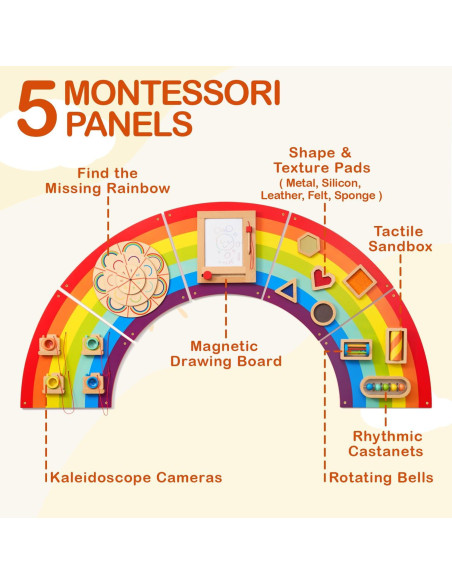 Tablero Ocupado de Madera Arcoíris Monlurd - Juguete Educativo Tablero Ocupado de Madera Arcoíris Monlurd - Juguete Educativo