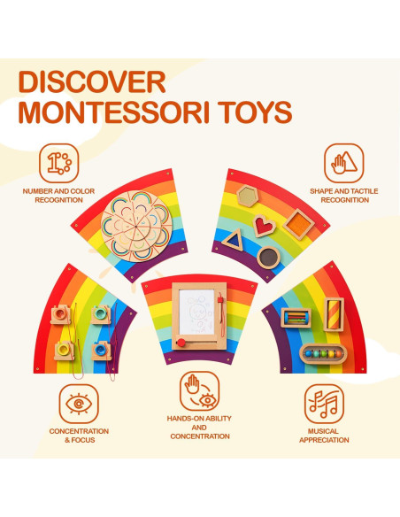 Tablero Ocupado de Madera Arcoíris Monlurd - Juguete Educativo Tablero Ocupado de Madera Arcoíris Monlurd - Juguete Educativo