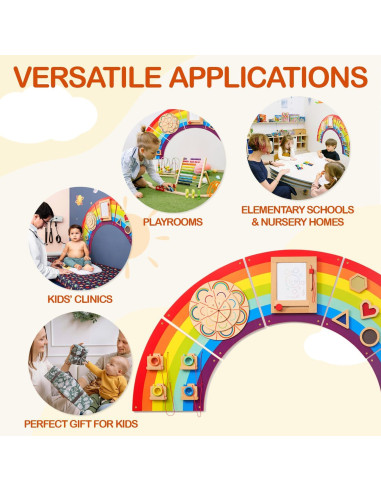 Tablero Ocupado de Madera Arcoíris Monlurd - Juguete Educativo