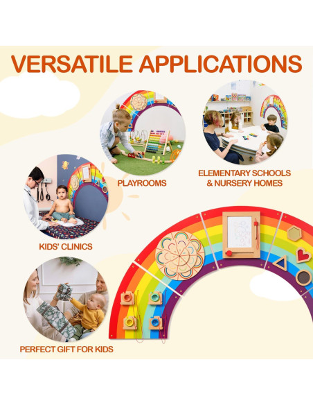 Tablero Ocupado de Madera Arcoíris Monlurd - Juguete Educativo Tablero Ocupado de Madera Arcoíris Monlurd - Juguete Educativo