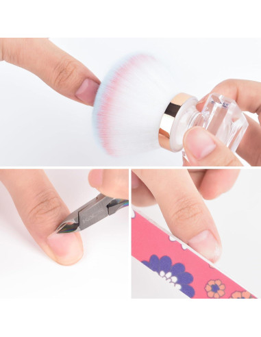 Cepillo de Polvo para Uñas KADS - Forma de Flor Rosa