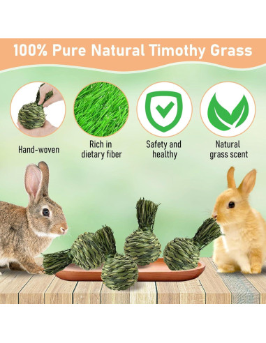 Bola de Masticar Natural Hamiledyi para Conejos 4PCS