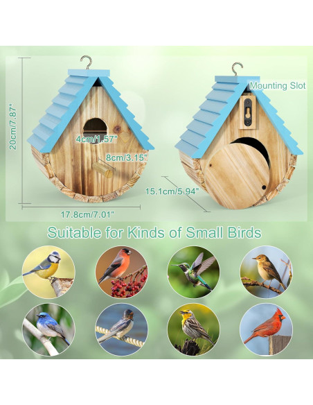 Casa para Aves Auslar de Madera para Exteriores 17.78x19.94cm Casa para Aves Auslar de Madera para Exteriores 17.78x19.94cm