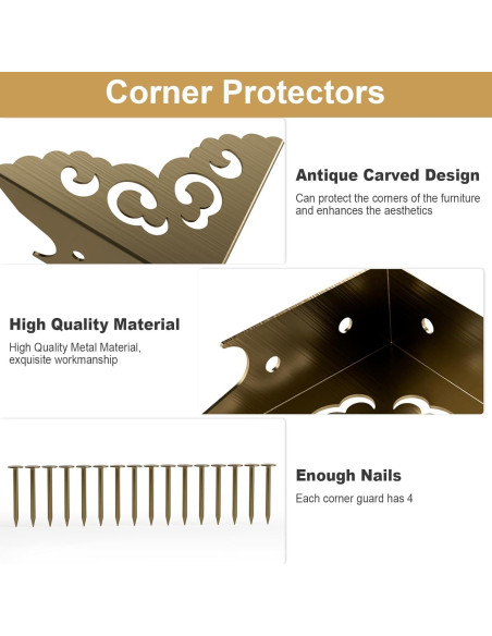 4 Protectores de Esquinas Metálicos RFORPLY Bronce 5.4cm 4 Protectores de Esquinas Metálicos RFORPLY Bronce 5.4cm
