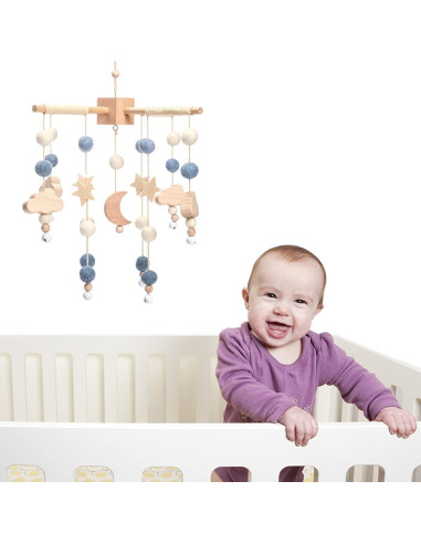 Móvil de Cuna JETM.HH Azul Decoración Boho para Bebé