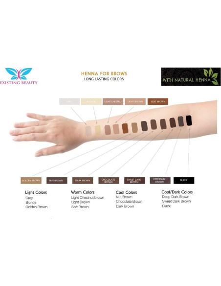 Tinte de Cejas de Henna Marrón Oscuro Existing Beauty - Kit Profesional Tinte de Cejas de Henna Marrón Oscuro Existing Beauty - Kit Profesional