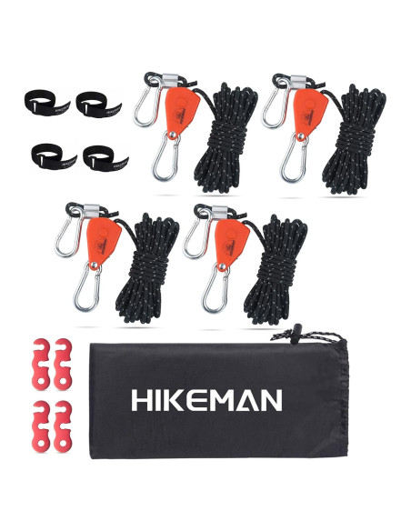 Cuerda de Camping HIKEMAN 4m Ajustable con Polea y Carabineros Cuerda de Camping HIKEMAN 4m Ajustable con Polea y Carabineros