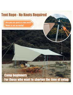 Cuerda de Camping HIKEMAN 4m Ajustable con Polea y Carabineros 2