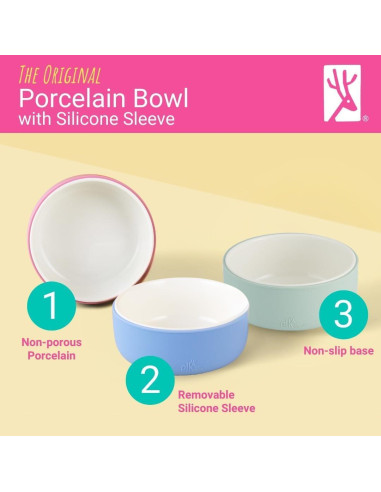 Cuencos de Porcelana Elk y Amigos con Manga de Silicona 2 Pzas