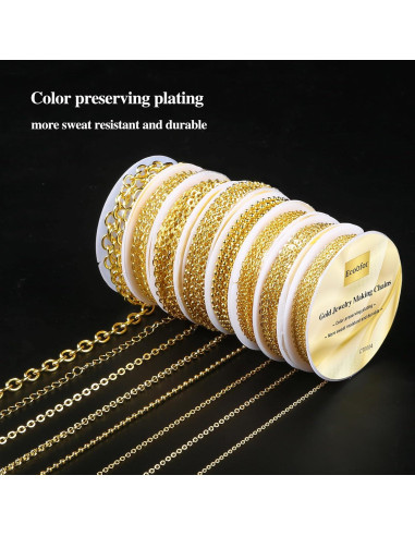 Cadenas de Collar Ecoofor Doradas 19m 8 Rollos para Joyería DIY