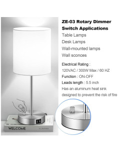 Interruptor Regulador Zing Ear ZE-03 300W Dimmable 120/240VAC 2