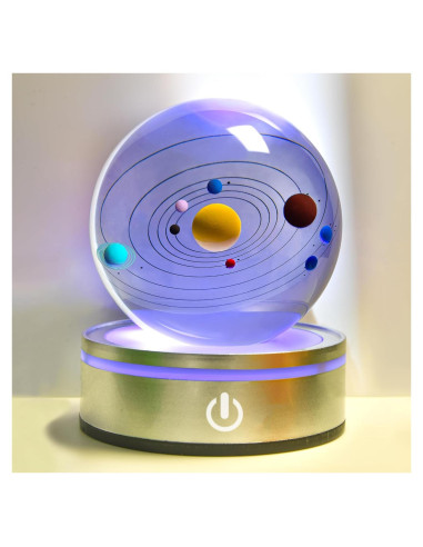 Bola de Cristal 3D del Sistema Solar QIANCHANG con Base LED