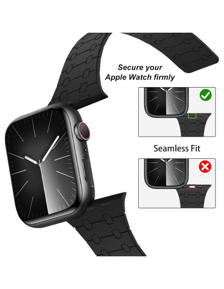 Banda Magnética Amizee para Apple Watch 38-42mm Silicona Negra Banda Magnética Amizee para Apple Watch 38-42mm Silicona Negra