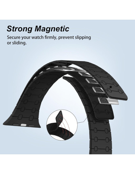 Banda Magnética Amizee para Apple Watch 38-42mm Silicona Negra Banda Magnética Amizee para Apple Watch 38-42mm Silicona Negra
