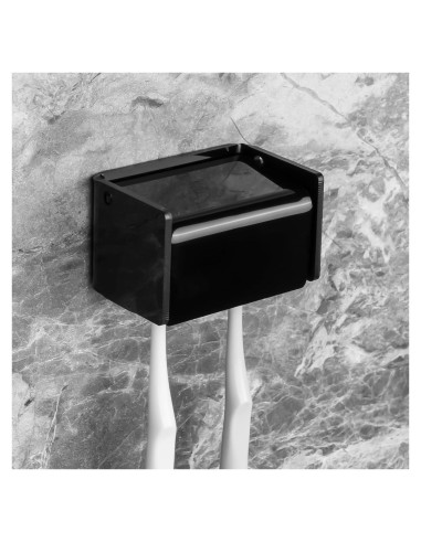 Soporte de Cepillos de Dientes Montado en Pared LUEXBOX Negro