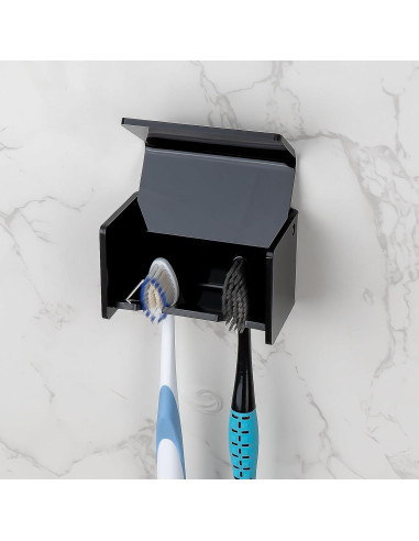 Soporte de Cepillos de Dientes Montado en Pared LUEXBOX Negro