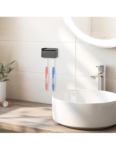 Soporte de Cepillos de Dientes Montado en Pared LUEXBOX Negro