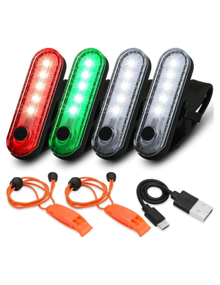 Luces LED de Navegación Treela para Kayak 6 Pcs con Silbatos Luces LED de Navegación Treela para Kayak 6 Pcs con Silbatos
