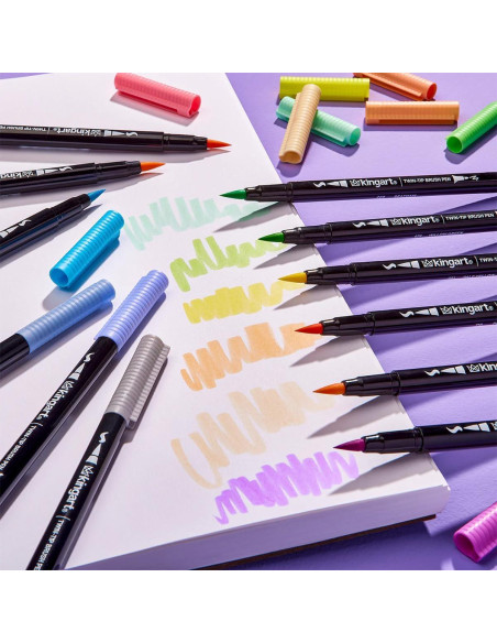 Set de 24 Marcadores Acuarelables KINGART Pro Doble Punta Set de 24 Marcadores Acuarelables KINGART Pro Doble Punta