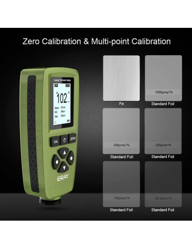 Medidor de Grosor de Pintura ERAY con Pantalla LCD Verde