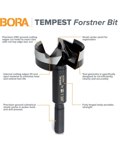 Broca Forstner BORA BFB-009744 25mm Diámetro 89mm Longitud Broca Forstner BORA BFB-009744 25mm Diámetro 89mm Longitud