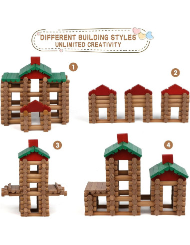 Juego de Construcción de Troncos de Madera Wondertoys 208 Piezas