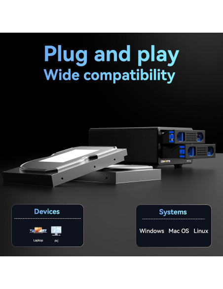Caja Doble para Disco Duro Cenmate 2 Bahías 10Gbps USB 3.2 Caja Doble para Disco Duro Cenmate 2 Bahías 10Gbps USB 3.2