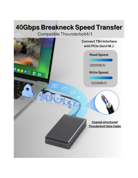 Caja NVMe M.2 Gewokliy 40Gbps Aluminio 8TB USB-C Caja NVMe M.2 Gewokliy 40Gbps Aluminio 8TB USB-C