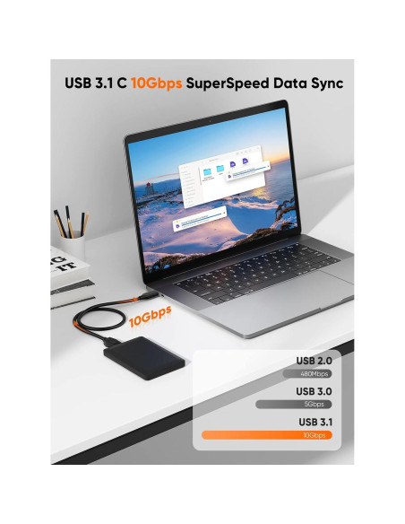 Cable USB C a Micro B CableCreation 1 pie 10Gbps Negro Cable USB C a Micro B CableCreation 1 pie 10Gbps Negro