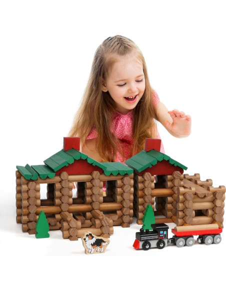 Juego de Construcción de Troncos de Madera Wondertoys 208 Piezas Juego de Construcción de Troncos de Madera Wondertoys 208 Piezas