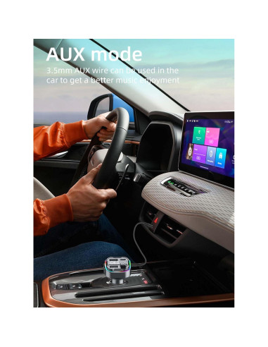 Transmisor FM Bluetooth 5.3 ACECAR C3 con Carga Rápida y Manos Libres
