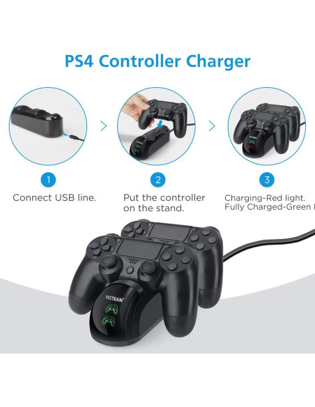 Cargador Rápido YAEYE para Controlador PS4/PS4 Pro/PS4 Slim Cargador Rápido YAEYE para Controlador PS4/PS4 Pro/PS4 Slim