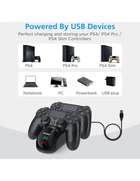 Cargador Rápido YAEYE para Controlador PS4/PS4 Pro/PS4 Slim Cargador Rápido YAEYE para Controlador PS4/PS4 Pro/PS4 Slim