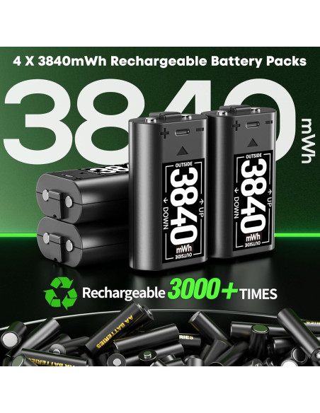 Batería Recargable OIVO para Xbox One/Series X|S - 4x3840mWh Batería Recargable OIVO para Xbox One/Series X|S - 4x3840mWh