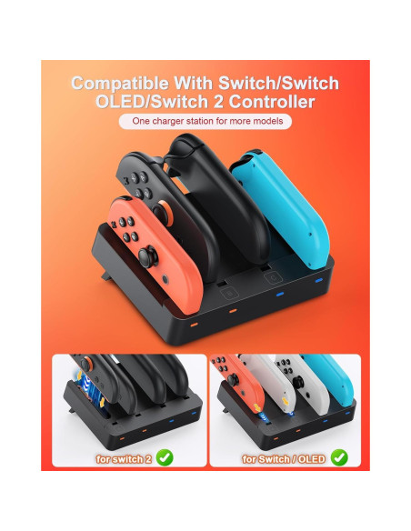 Base de Carga FYOUNG para Nintendo Switch 2/1 - Estación Rápida 8 en 1 Base de Carga FYOUNG para Nintendo Switch 2/1 - Estación Rápida 8 en 1
