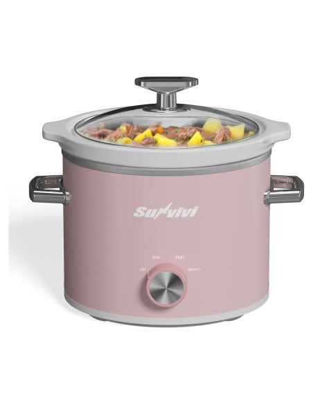 Olla de Cocción Lenta SUNVIVI 2QT Cerámica Desmontable Rosa Olla de Cocción Lenta SUNVIVI 2QT Cerámica Desmontable Rosa