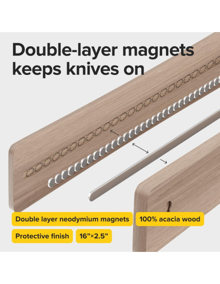 Soporte Magnético para Cuchillos X-bet 40.64 cm Madera Acacia Soporte Magnético para Cuchillos X-bet 40.64 cm Madera Acacia