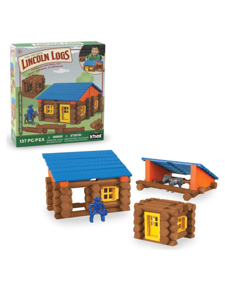 LINCOLN LOGS Cabaña Oak Creek - 137 Piezas de Madera Real LINCOLN LOGS Cabaña Oak Creek - 137 Piezas de Madera Real