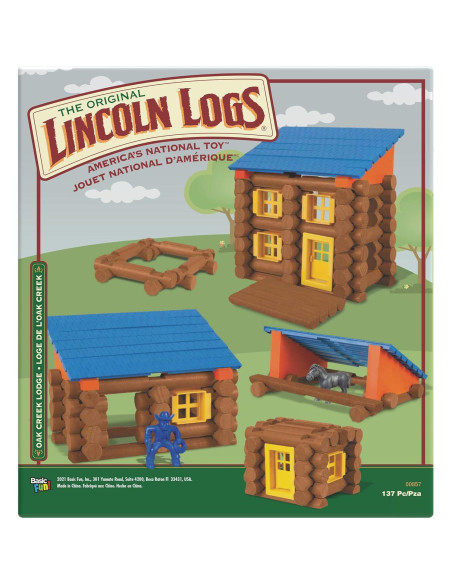 LINCOLN LOGS Cabaña Oak Creek - 137 Piezas de Madera Real LINCOLN LOGS Cabaña Oak Creek - 137 Piezas de Madera Real