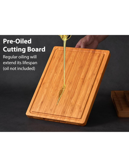 Juego de 3 Tablas de Cortar de Bambú Allsum Extra Gruesas Juego de 3 Tablas de Cortar de Bambú Allsum Extra Gruesas