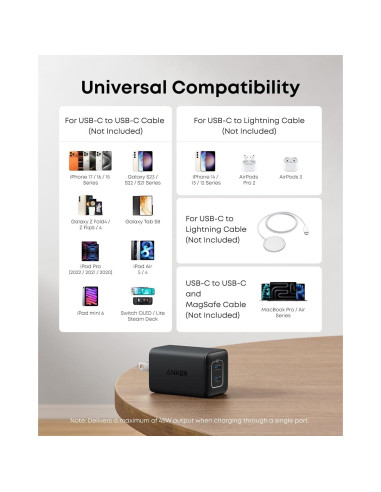 Cargador Anker Nano 3 47W USB-C Plegable para iPhone y MacBook