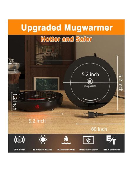 Calentador de Tazas Eléctrico Kepwam K4 Negro con Luz LED Calentador de Tazas Eléctrico Kepwam K4 Negro con Luz LED
