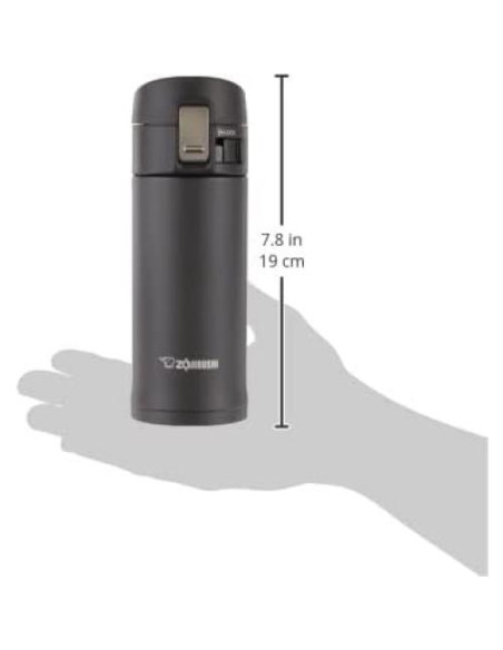 Taza de Acero Inoxidable Zojirushi 0.36L Negra con Tapa Abatible